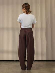 KÆRIA Hus Uvia Drawstring Trouser - Fluid - Chocolate - Function, Travel Friendly, Vacation, Airport Outfit, Summer, Festival, Travel, Vacation - Burgundy - View 4