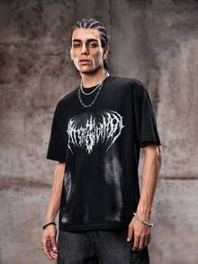 Skyrend Men's Black Crew Neck Short Sleeve Cotton T-Shirt, Tee, Top, Casual, Comfortable, Versatile, Daily Wear, Gift For Father/ Husband Graphic Tee Men Grunge - Black - View 5