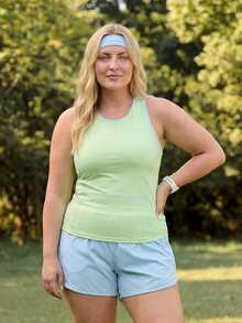 In My Nature Plus Size Women Plain Minimalist Casual & Sports Tank Top - Green - View 7