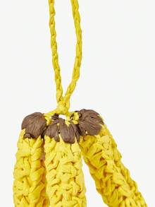 Viva Strut 1个趣味可爱香蕉造型水果钩编草编包挂饰，适合夏季草编包，也适合海滩、度假、假日、夏季、海边、沙滩派对等场合。 - 黃色 - 查看 3