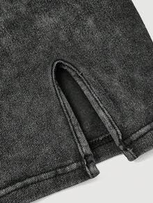 Sweetra Women's Elegant Waist-Cinching Denim Dress, Suitable For Parties And Gatherings - Black - View 3