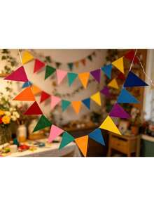 Vibrant Rainbow Flag Garland - Multicolor Felt Fabric Flags, Ideal For Birthday Party, Wedding, Graduation, Celebration, Event Decor | Fun Design | Felt Fabric Bunting, Rainbow Party Decorations, Multicolor Pennant String, Birthday Party Holiday Decor (Rainbow Colors), Family Gathering - multicolor - View 7