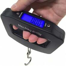 1PC 50KG Electronic Luggage Scale With Hook, Portable Travel Scale With Backlight, Digital Travel Hanging Scale, Travel Essential - Black - View 5