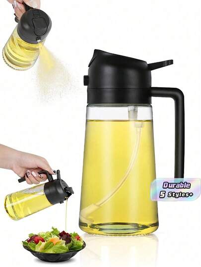 1 pieza, Botella rociadora de aceite, Botella de aceite con apertura y cierre automático, Rociador de aceite, Rociador de aceite de cocina, Rociador de aceite de vidrio, Botella de aceite por gravedad, Botella de almacenamiento de aceite de oliva a prueba de fugas, Dispensador de vinagre, Para cocinar, hornear, ensalada, asar, Utensilio de cocina