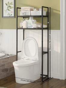 1PC 2-3 Tier Bathroom Storage Rack, Multifunctional Floor Standing Organizer For Toilet, Washing Machine, Sturdy Plastic Shelves, Hick Metal Tubes, Durable Bathroom Accessories Holder, Space Saving, Easy To Assemble, Practical Bathroom Organizer - Multicolor - View 8