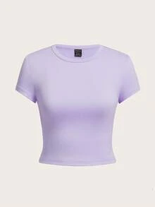 SHEIN EZwear 4件套休闲圆领短袖修身女式T恤，适合夏季穿着 - 彩色 - 查看 4