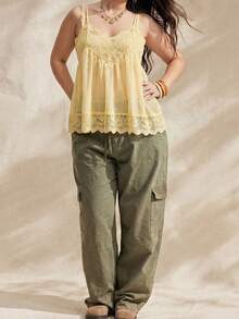 Solflare Camiseta y top sin mangas para mujer talla grande de verano - amarillo ganso - Ver 5