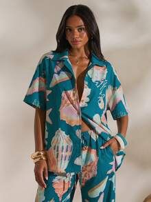 Opulessa Vacation Printed Loose Woven Shirt For Women - Multicolor - View 4