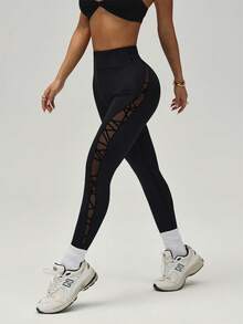 SHEIN Sports Quần legging bó sát, đa năng, thoải mái dành cho nữ. - màu đen - Xem 5