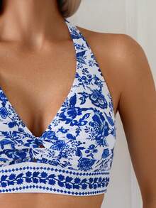SHEIN Swim Women's White Halter Neck Bikini Set Golf Summer Sexy - Multicolor - View 5