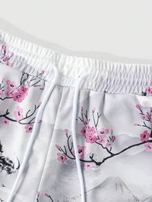 ROMWE MEN Anime Men's Printed Basketball Shorts With 2 In 1 Design, Suitable For Daily Wear In Spring And Summer - White - View 5