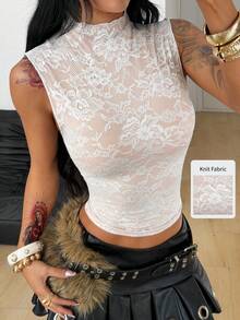 Coolane Summer Outfits For Women Streetwear Casual Vintage Going Out Y2K Elegant Sexy Lace Stretchy Comfortable White Bustier Tube Top - White - View 3