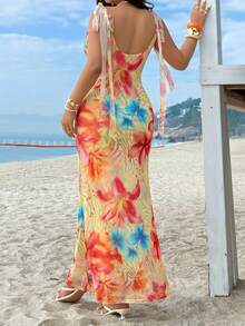 Vestido de tirantes con estampado floral para mujer de talla grande, ideal para vacaciones - Multicolor 3 - Ver 2