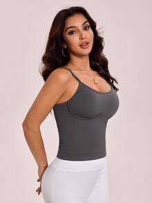 WanderVale Women's Solid Color Casual Sexy Versatile Daily Wear Camisole Top Golf Pastal Summer - Grey - View 8