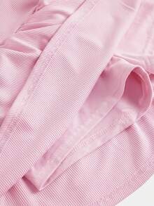 SHEIN 青少年女孩夏季可愛休閒灰色裙組：短袖短版上衣與百褶迷你裙，夏季 - 粉色 - 查看 4