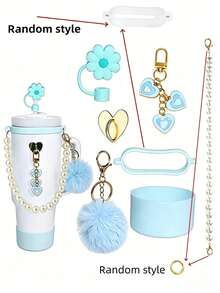 Ensemble d'accessoires pour Tumbler 40oz Compatible avec couvercle avec paille isolé Accessoires de protection en silicone Charms décoratifs Tasse étanche pour voyages, bureau, gym, activités extérieures Accessoires pour Tumbler Décoration de tasse Cadeau pour femmes Idées de cadeaux uniques - Multicolore - Voir 10