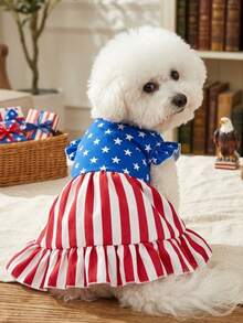 PETSIN 1 pezzo Vestito carino per animali domestici con motivo a stelle e strisce patriottico - Multicolore - Visualizzare 1