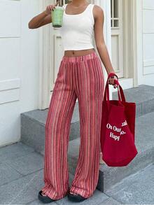 Muchica Bộ đồ nữ mùa hè thiết kế tối giản gồm áo tank top ôm sát và quần kẻ sọc, gồm 2 món. - Nhiều màu - Xem 3