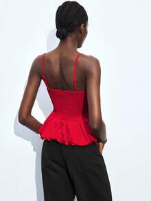 Maija 2025 Xuân/Hè 4/7, Ngày Thánh John, Trang phục tốt nghiệp, Trang phục lễ hội - Áo camisole nữ thanh lịch màu trơn đỏ với gấu hoa, Lễ hội - Đỏ - Xem 3