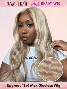 ALL READY WIG Peluca de encaje con ondas corporales de cabello humano, color 16/613, 13*6 frontal de encaje - S16/613 - Ver 2
