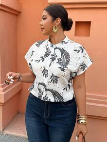 Breezaya Plus Size Women Spring/Summer Textured Fabric Solid Color Print Casual Vacation Shirt Gym Brown - Multicolor - View 1