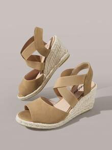 Styleloop Ladies Khaki Wedge Heel Platform Shoes, Holiday Atmosphere, Summer Wear, A Must For Travel - Khaki - View 11