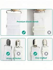 4 Stücke/Set verstellbare Bettlaken Befestiger, verstellbare dreieckige elastische Hosenträger, Griff-Halter Gurte Clip für Bettlaken, Matratzenbezüge, Sofakissen, Sofa Überwurf, Bettdeckenclips, Metallklammern - Weiss - Übersicht 5
