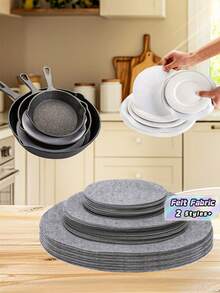 10/30pcs Felt Mate Round Felt Pot Holders And Plate Separators Set - 3 Sizes, Non-Scratch, Heat-Resistant, Multipurpose Kitchen Accessories For Cookware, Dinnerware & Storage Protection - Multicolor - View 1
