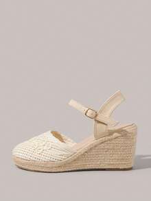 Styleloop 假日休闲百搭简约坡跟鞋，营造假日氛围，夏季穿着，旅行必备 - 杏色 - 查看 11