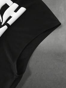 PAVTROS Tank Top Longgar Pria Kasual Fashion Street untuk Perjalanan Sehari-hari, Motif Huruf Timbul 3D, Musim Panas - Hitam - View 7