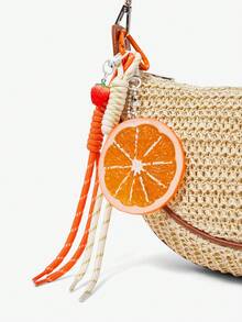 Viva Strut 1pc Fun Simulation Fruit Lemon Slice Pendant Versatile Simple Creative Keychain Bag Accessories Pendant - Orange - View 3