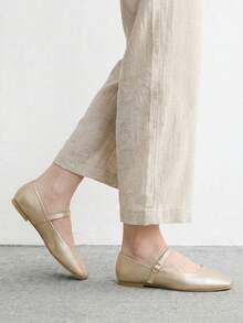 CUCCOO BIZCHIC Zapatos planos de unicolor, cómodos y de moda, adecuados para el uso diario en primavera - Oro champán - Ver 7