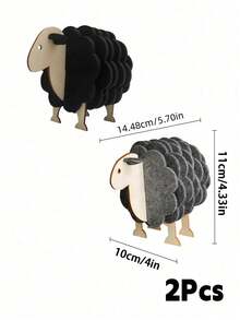 Zazumi 2Pcs/3Pcs Sheep Shaped Heat Insulation Coaster Set, Non-Slip Non-Woven Fabric With Cute Animal Design, Heat-Resistant & Scratch-Proof For Cups & Pots, Ideal For Kitchen, Dining Table & Bar - Multicolor - View 17