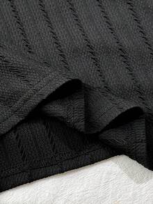 SHEIN 少女 T-shirt 套裝，帶荷葉邊袖口與蝴蝶結，適合日常休閒可愛穿搭，適合返校季，全黑 - 黑色 - 查看 9