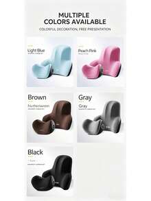 1PC Ergonomic Lumbar Support Cushion Set For Office Chair, Memory Foam Backrest And Seat Pad, Soft Polyester Cover, Comfortable Relief Design, Ideal For Home And Office Use, Washable By Hand, Available In Black And Grey - 1PC - View 7