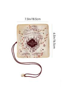 HARRY POTTER X SHEIN 1 Piece Of Magic Map Pattern Printed Scroll Pencil Bag Cosmetic Bag, Stationery Storage Bag, Makeup Brush Storage, Suitable For Study, Work, Travel, Suitable For All People, Especially For Fans, Footprints, The Maruder's Map - Single Piece - View 5