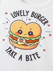 2 Set Isi 4pcs Piyama Rajut Elastis Motif Hamburger untuk Anak Perempuan, Nyaman dan Lembut, Desain Grafis Lucu, Hadiah Terbaik untuk Anak Perempuan Remaja, Set Seragam untuk Sahabat - MultiWarna - View 3