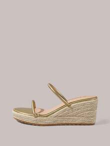 Styleloop Giày nữ, màu nâu, giày rơm đan bằng dây gai dầu, sandal đế xuồng, phong cách bohemian phóng khoáng, mang đến không khí nghỉ dưỡng, trang phục mùa hè, đồ dùng cần thiết khi đi du lịch. - Vàng - Xem 11
