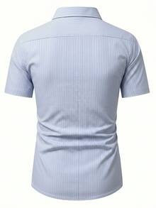 Manfinity Bizformal Men's Vertical Striped Short Sleeve Casual Formal Shirt, Ceremony - Multicolor - View 2