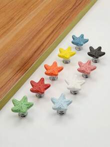6PCS Ceramic Starfish Drawer Pulls Starfish Drawer Knobs Beach Ocean Theme Nautical For Bedroom Dresser Cabinet Kitchen Drawer Handles Home Decor Hardware Accessories - Multicolor - View 3