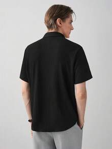 Manfinity CityGents Men Drop Shoulder Button Front Shirt - Black - View 3