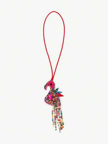 Viva Strut A Summer Island Style Handmade Beaded Bird Bag Pendant, Fresh Diamond-Encrusted Bird Pendant, Niche Holiday Accessories - bird - View 3