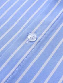 Core Aspect Men's Business Casual Blue Long Sleeve Striped Shirt, Nice Shirts For Men, For Fall - Baby Blue - View 2