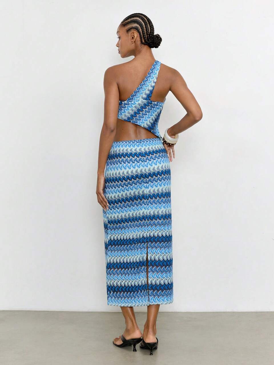 SHEIN Maija Women's White Striped Sleeveless Cutout Design Dress, Beach Beach Vacation Beach Vacation Vacation Outfits,Beach Dress,Dresses For Holiday Summer Boho