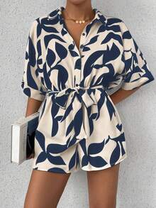 SHEIN LUNE Striped Batwing Sleeve Jumpsuit For Women - Multicolor - View 4