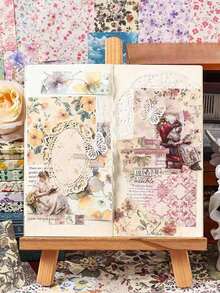 1 Book/100pcs Classic Floral Pattern Paper, 6 Styles, 100 Unique Patterns Options, Suitable For Scrapbook, Journal, Decoration, Memo, Origami, Stationery, Back To School Supplies, A Perfect Small Gift For Back To School - multicolor - View 4