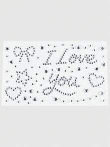 ROMWE Kawaii 2 ملصقات ماسية I LOVE YOU على شكل فيونكات ونجوم حب، ديكور يدوي DIY للحسابات، ماس براق وأحجار كريمة للوجه - الفضة والوردي. - مشاهدة 6