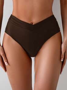 Swim Basics Quần bikini màu trơn dành cho nữ - màu nâu - Xem 5