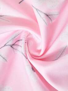 EMERY ROSE Plus Size Floral Print Round Neck Casual Elegant Fairycore Long Sleeve Shirt, Autumn Top Beach Holiday Formal Date Night Outfit For Women Pink Floral - Pink - View 5
