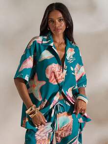 Opulessa Vacation Printed Loose Woven Shirt For Women - Multicolor - View 5